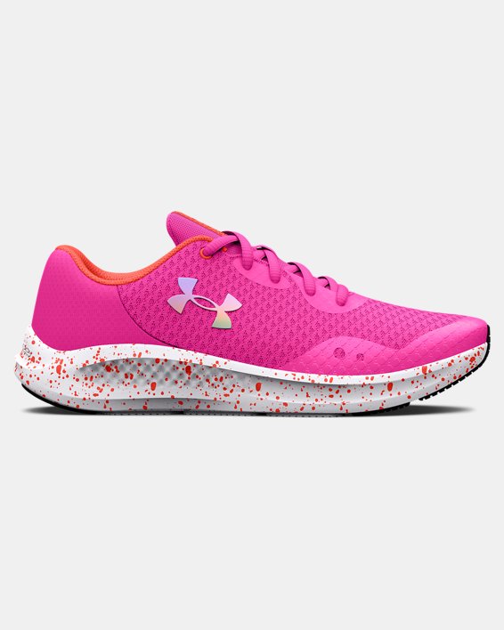 Girls' Grade School UA Charged Pursuit 3 Running Shoes, Pink, pdpMainDesktop image number 0